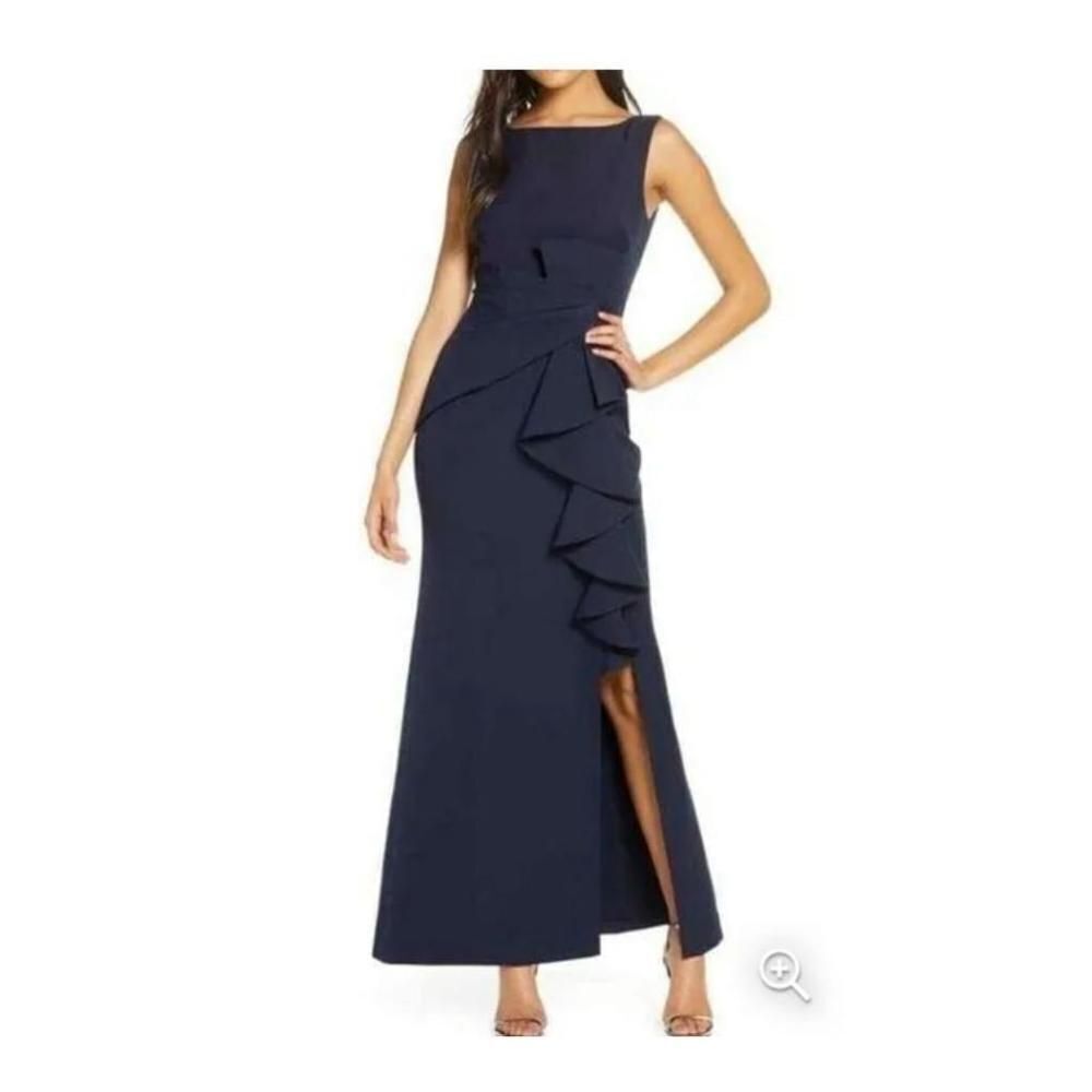 NWOT Eliza J Navy Blue Size 6 Maxi Dress